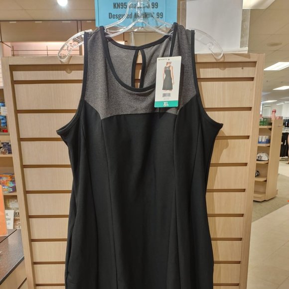 MONDETTA Women Tank Dress Performance + Luxury Black/Charcoal Fit Flare - Picture 6 of 9